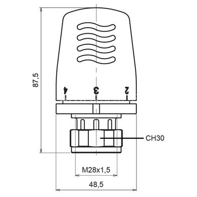Термостатична головка хромована радіаторна 0...28°С M28 Icma 1099