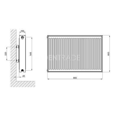 Радиатор отопления стальной TA Тип 22 600х900 боковое подключение