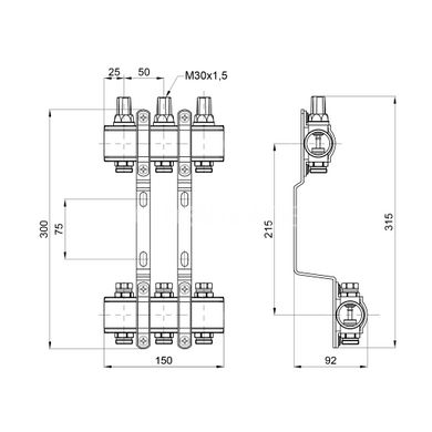 Колектор 1" на 3 виходи 3/4" SD Forte