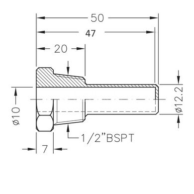 Занурювальна гільза для датчика температури 1/2" Ø10 мм L-50 мм