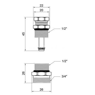 Регулювальний кран 1/2"x3/4" для колектора SD Forte