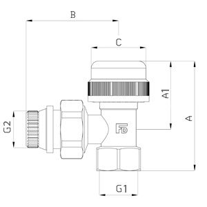 Кран радіаторний кутовий термостатичний 1" М30 Fado