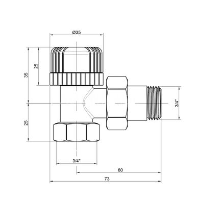 Кран радиаторный угловой термостатический 3/4'' М28 Icma 774