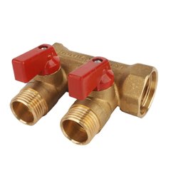 Коллектор 3/4" на 2 выхода с шаровыми кранами 1/2" General Fittings 6200R