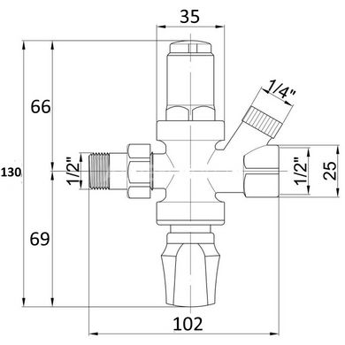 Подпиточный клапан с манометром 1-4 bar 1/2" Malgorani 113