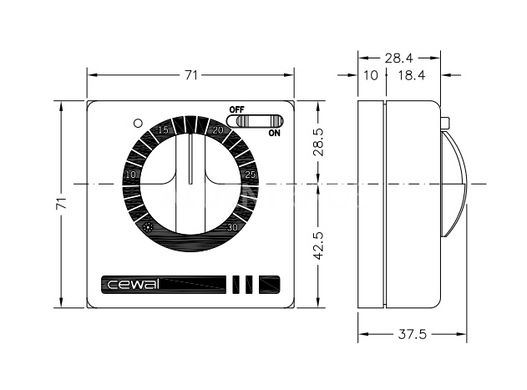 Кімнатний регулятор температури механічний Cewal RQ 01