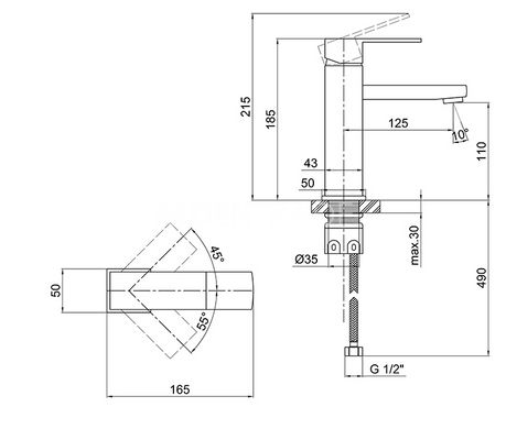 Смеситель для раковины Lidz Kubis Nickel