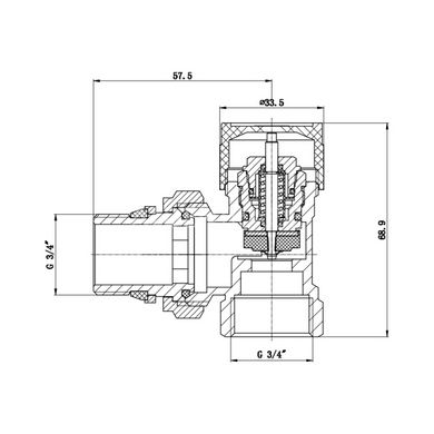 Кран радиаторный угловой термостатический 3/4" M30 SF238