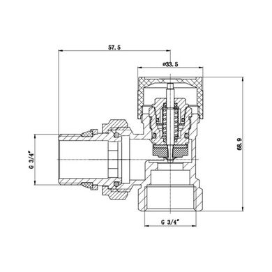 Кран радиаторный угловой с термоголовкой 3/4'' SF238-254