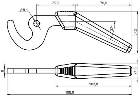 Ручка крючок для котла длинная сталь 6 мм термопластик
