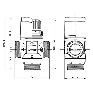 Термостатический смесительный клапан Afriso ATM 331 3/4" 20-43°C