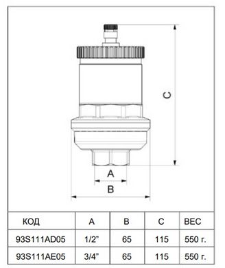 Повітровідвідник автоматичний 1/2" Icma S111 для геліосистем