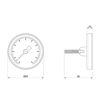 Биметаллический термометр накладной SD175 Ø63 0-120°C