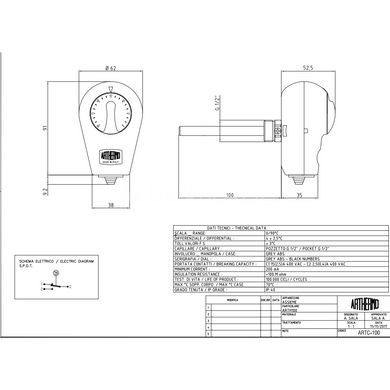 Термостат с погружным датчиком 1/2" Arthermo ARTC-100