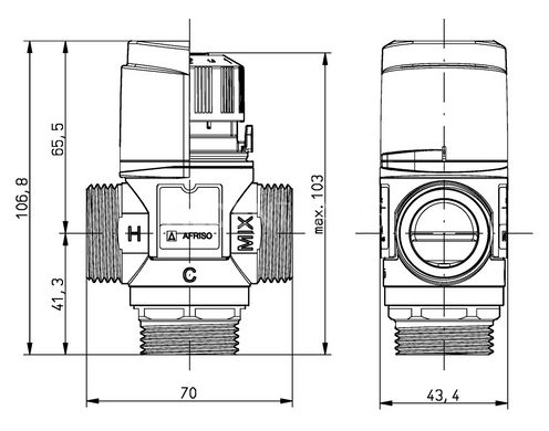 Термостатичний змішувальний клапан 35-60°C DN20 1" Afriso ATM 363