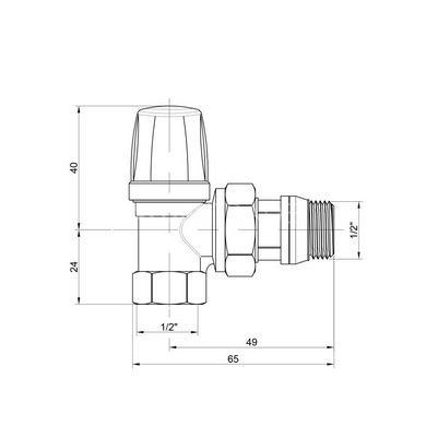 Кран радиаторный угловой нижний 1/2'' Icma 952