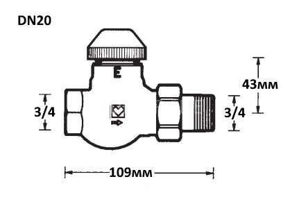 Термостатический клапан с термоголовкой 20–50°С 3/4" Herz TS-E