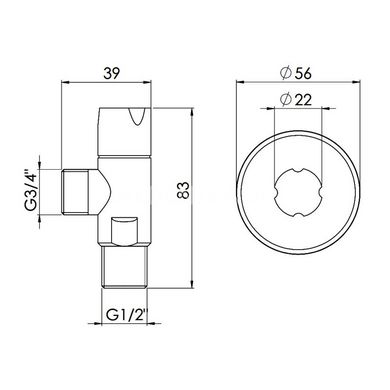 Приборный кран угловой вентильный 1/2"x3/4" SF342 хром