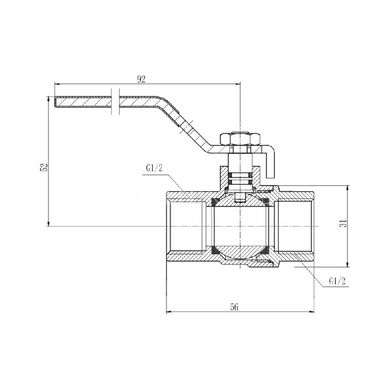 Кран кульовий для газу різьба ВнВн 1/2" DN15 SF600G