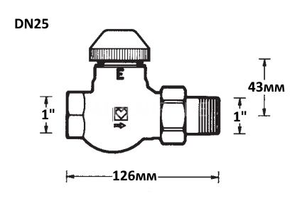 Двоходовий термостатичний клапан з термоголовкою 1" 40–70°С Herz TS-E