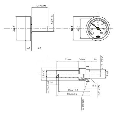 Термометр биметаллический с гильзой Arthermo Ø40 0...120°C L-50мм