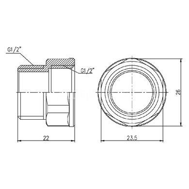 Перехідник латунний 1/2"x1/2" зовн/внутр SD Forte SF3601515