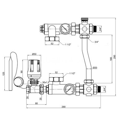 Смесительная группа для коллектора 1" SD Forte SF003